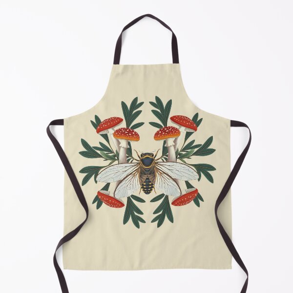 Item preview, Cicada and red amanita mushrooms - botanical retro vintage illustration - goblincore and forestcore aesthetic - forest nature grunge theme lovers designed and sold by Fantasy Cache.