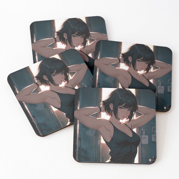 Item preview, Close-Up of Girl with Black Hair and Earrings designed and sold by waifu-time.