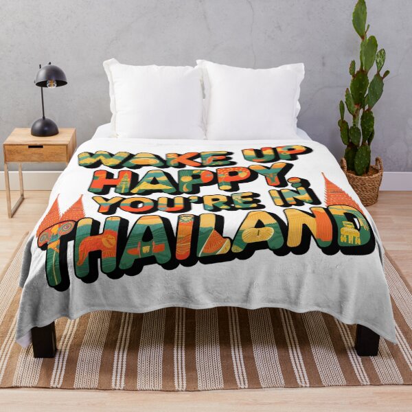 Item preview, Wake Up Happy, You're in Thailand – Retro Vintage Positive Quote Design designed and sold by Emotionville.