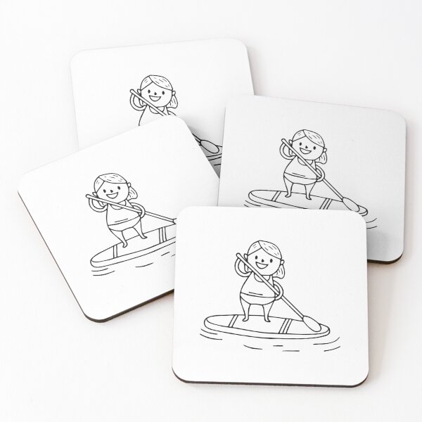 Item preview, Drawing of a woman paddleboarder on the water designed and sold by rasagamastore.