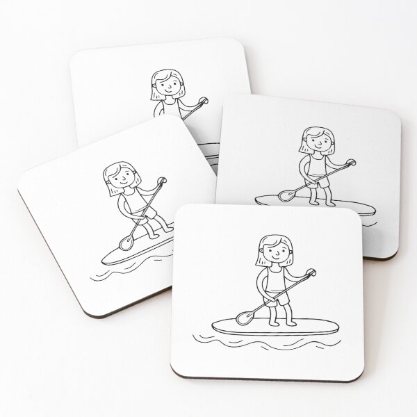 Item preview, Drawing of a woman paddleboarder on the water designed and sold by rasagamastore.