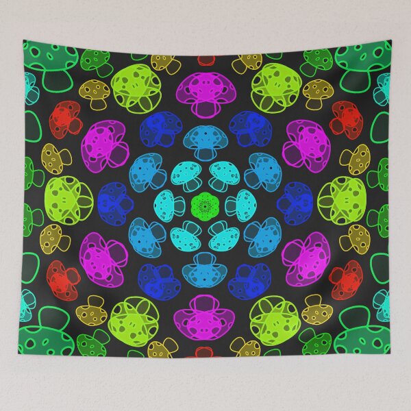 Item preview, Cursed Kaleidoscope - Teal Rainbow Mushrooms designed and sold by FinapplePudding.