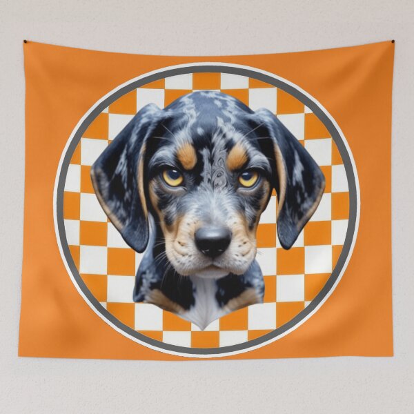 Item preview, Angry Bluetick Coonhound Framed with Checkboard designed and sold by Pickle Wicked Designs.