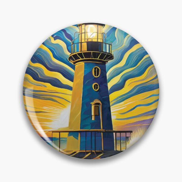 Item preview, An isolated iron lighthouse shining out to sea sunrise it sits on a marine island. designed and sold by HEMRO.