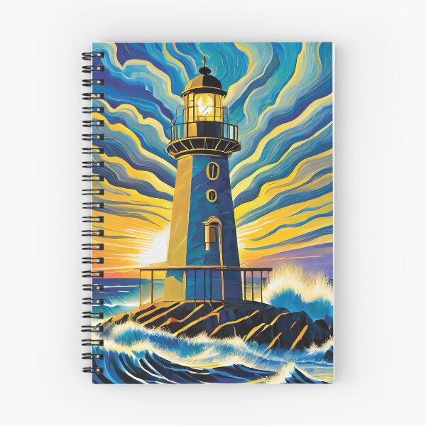 Item preview, An isolated iron lighthouse shining out to sea sunrise it sits on a marine island. designed and sold by HEMRO.
