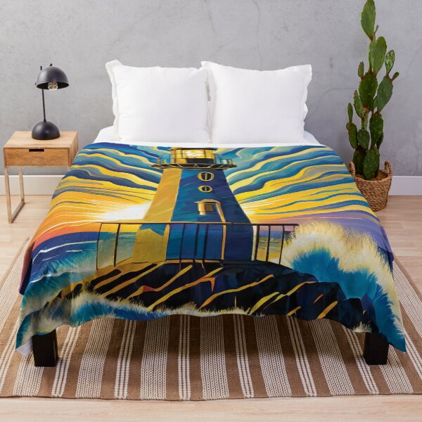 Item preview, An isolated iron lighthouse shining out to sea sunrise it sits on a marine island. designed and sold by HEMRO.
