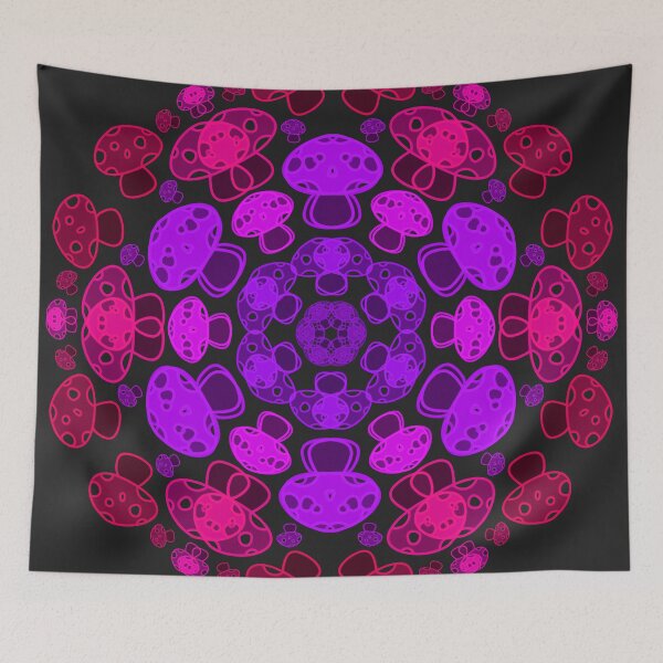 Item preview, Cursed Kaleidoscope - Vibrant Purple Mushrooms designed and sold by FinapplePudding.
