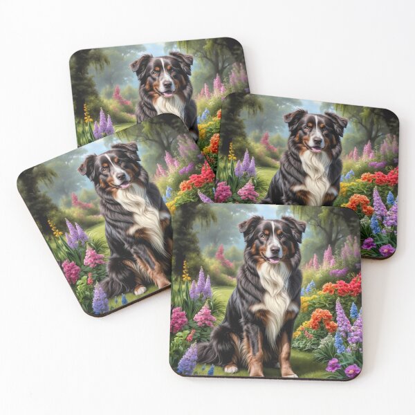 Item preview, Tawny Australian Shepherd Dog Portrait Painting designed and sold by Heart and Soul Studio.