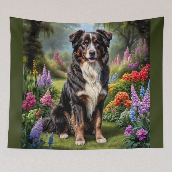 Item preview, Tawny Australian Shepherd Dog Portrait Painting designed and sold by Heart and Soul Studio.