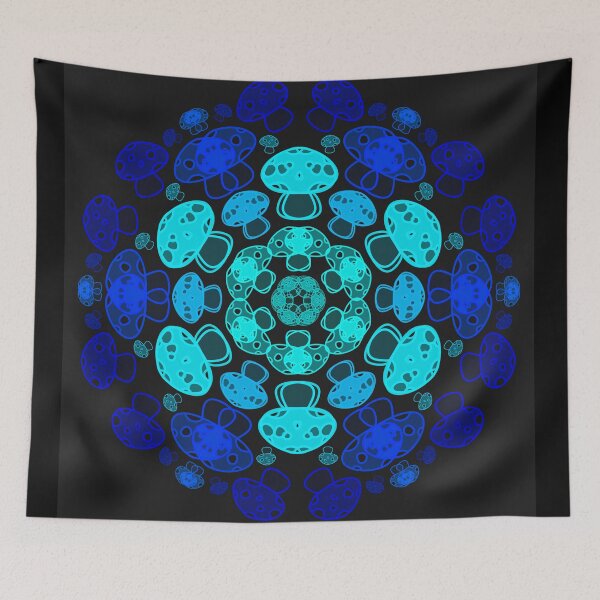 Item preview, Cursed Kaleidoscope - Vibrant Blue Mushrooms designed and sold by FinapplePudding.