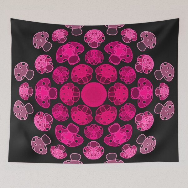 Item preview, Cursed Kaleidoscope - Vibrant Pink Mushrooms designed and sold by FinapplePudding.