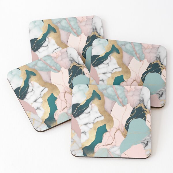 Item preview, Pink, Green, White, and Turquoise Marble Pattern – Vibrant Abstract Marble Illustration for Fashion, Home Décor, and Accessories designed and sold by 21 Tulips.