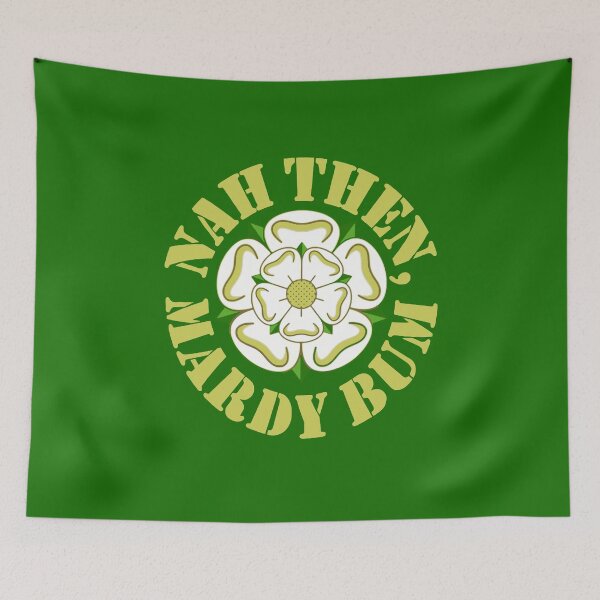 Item preview, Nah Then Mardy Bum Yorkshire Slang Dialect Rose Yellow Text designed and sold by taiche.