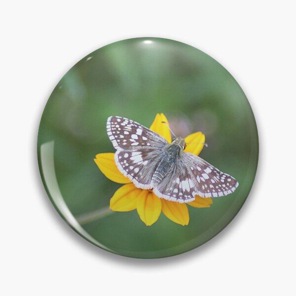 Item preview, White Checkered Skipper Butterfly On Yellow Flower designed and sold by HematiteDesign.