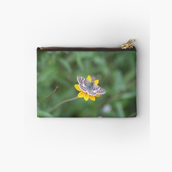 Item preview, White Checkered Skipper Butterfly On Yellow Flower designed and sold by HematiteDesign.
