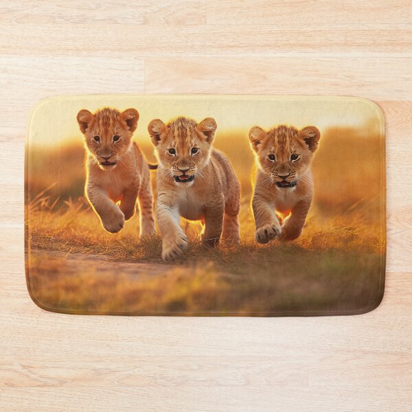 Item preview, A pride of young lion cubs running - Wildlife photo designed and sold by TheArtistOf2022.