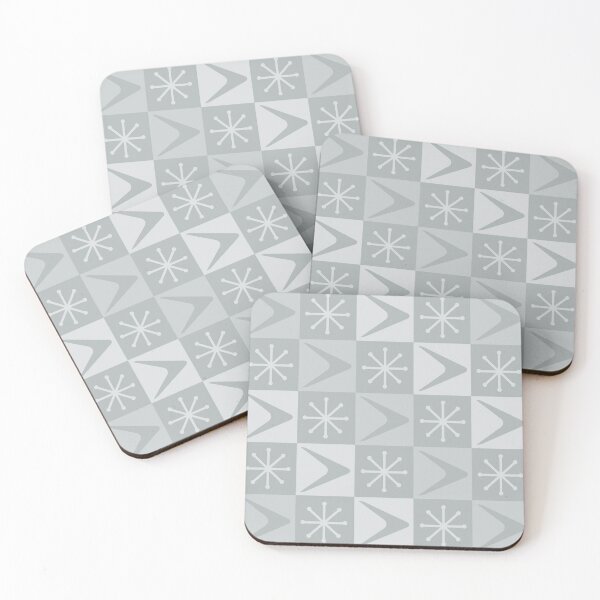 Aperçu de l'œuvre Boomerangs à carreaux Atomic Age gris clair créée et vendue par thepixelgarden.
