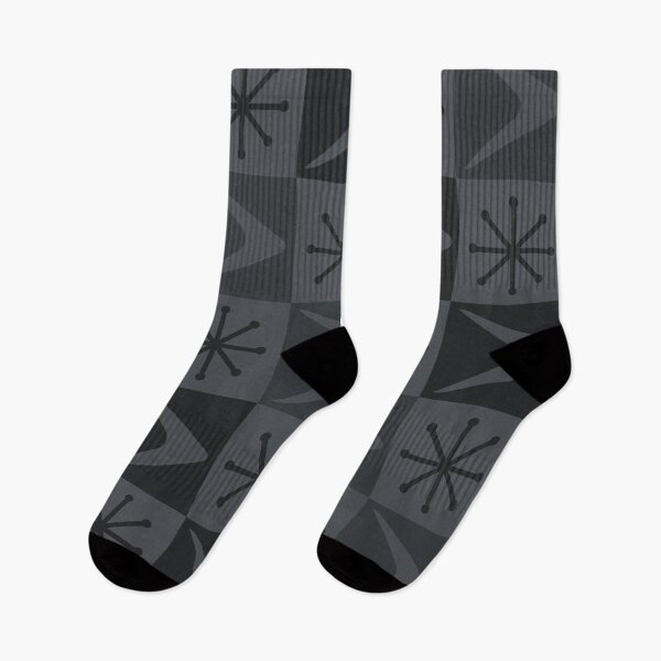 Item preview, Atomic Age Checkered Boomerangs Dark Gray designed and sold by thepixelgarden.