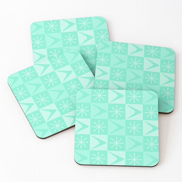 Item preview, Atomic Age Checkered Boomerangs Mint Green designed and sold by thepixelgarden.