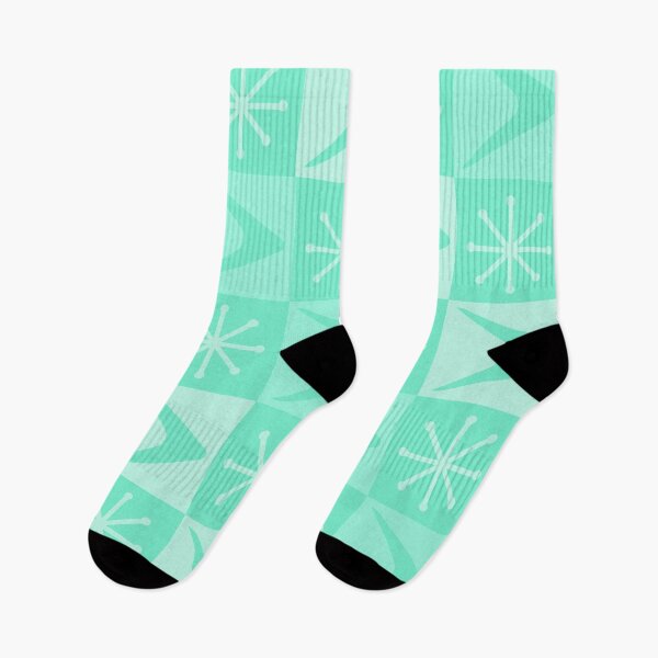 Item preview, Atomic Age Checkered Boomerangs Mint Green designed and sold by thepixelgarden.
