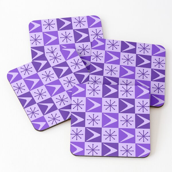 Item preview, Atomic Age Checkered Boomerangs Indigo designed and sold by thepixelgarden.