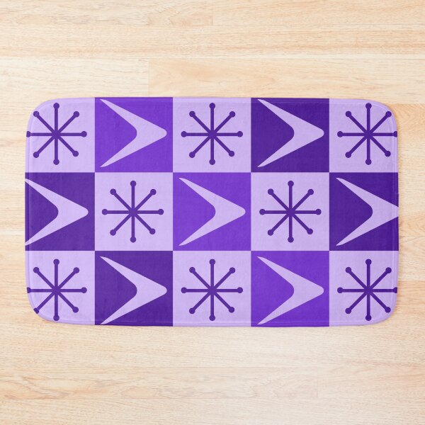 Item preview, Atomic Age Checkered Boomerangs Indigo designed and sold by thepixelgarden.
