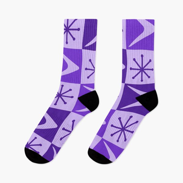Item preview, Atomic Age Checkered Boomerangs Indigo designed and sold by thepixelgarden.