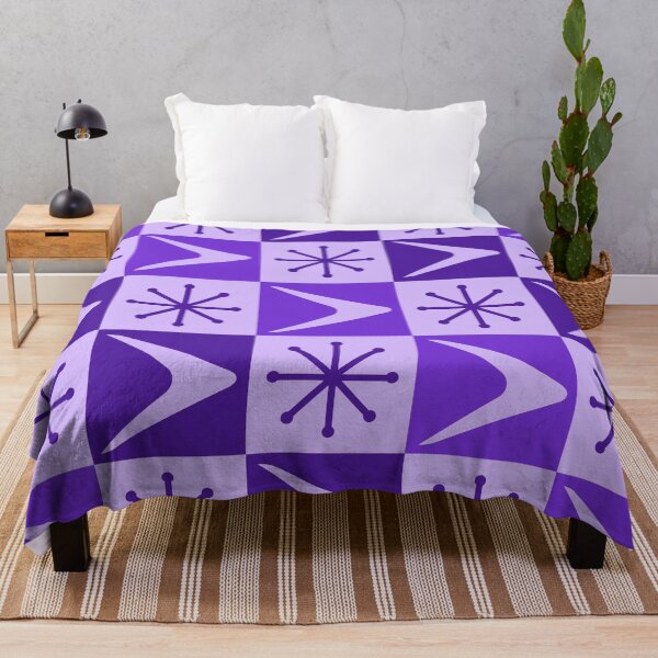 Item preview, Atomic Age Checkered Boomerangs Indigo designed and sold by thepixelgarden.