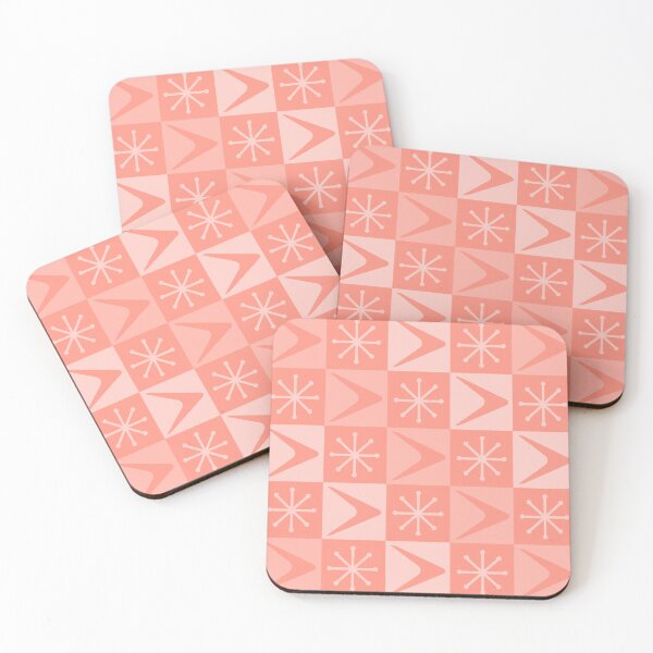 Item preview, Atomic Age Checkered Boomerangs Peach designed and sold by thepixelgarden.
