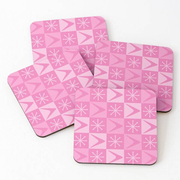 Aperçu de l'œuvre Boomerangs à carreaux Atomic Age Rose créée et vendue par thepixelgarden.