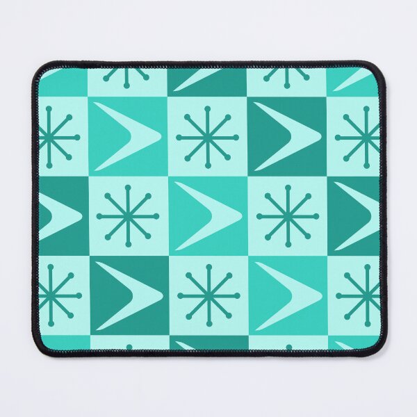 Item preview, Atomic Age Checkered Boomerangs Turquoise designed and sold by thepixelgarden.