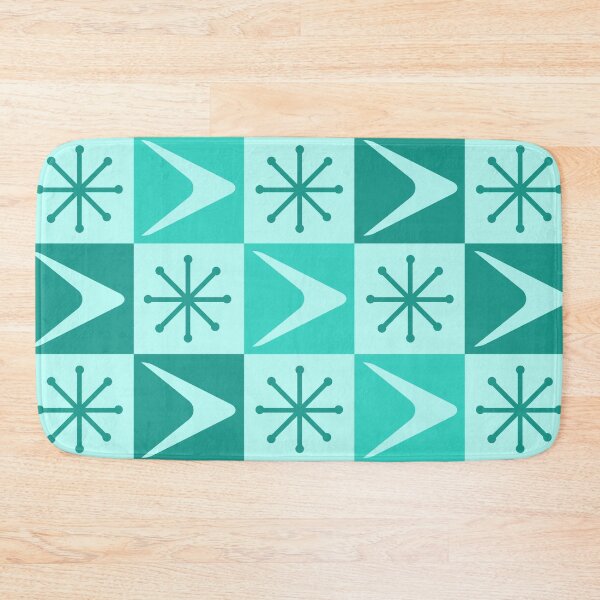 Item preview, Atomic Age Checkered Boomerangs Turquoise designed and sold by thepixelgarden.