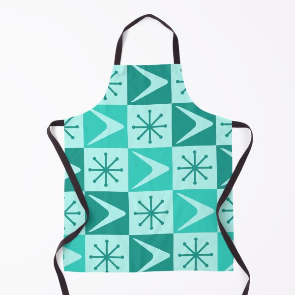 Item preview, Atomic Age Checkered Boomerangs Turquoise designed and sold by thepixelgarden.