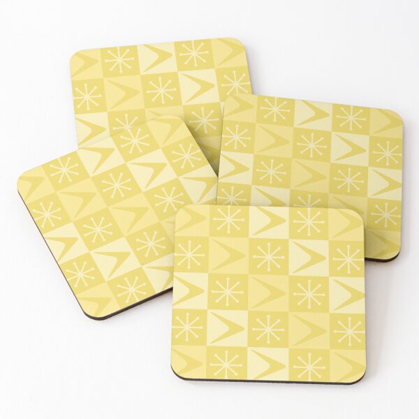 Item preview, Atomic Age Checkered Boomerangs Yellow designed and sold by thepixelgarden.