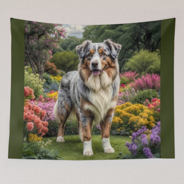 Item preview, Lucy Australian Shepherd Dog Portrait Painting designed and sold by Heart and Soul Studio.