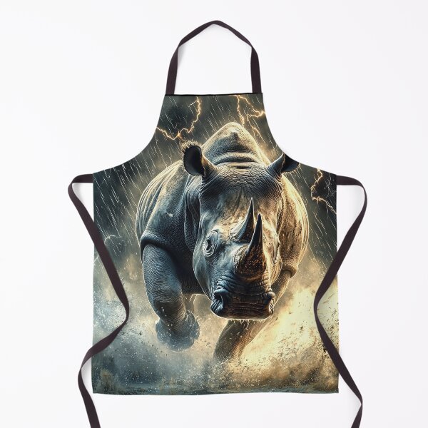 Item preview, Rhino charging through a thunderstorm - Wildlife photo designed and sold by TheArtistOf2022.