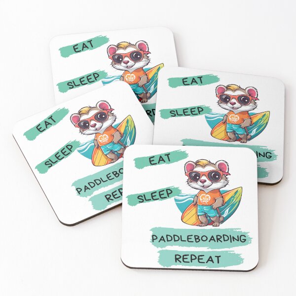Item preview, Cute and fun cycle of life design with surfer ferret: "eat, sleep, Paddleboarding, repeat" designed and sold by StyleFused.