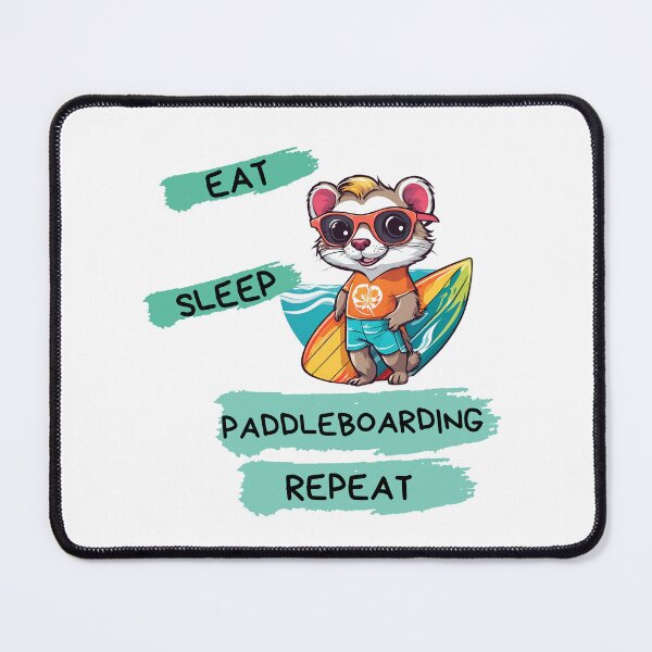 Item preview, Cute and fun cycle of life design with surfer ferret: "eat, sleep, Paddleboarding, repeat" designed and sold by StyleFused.