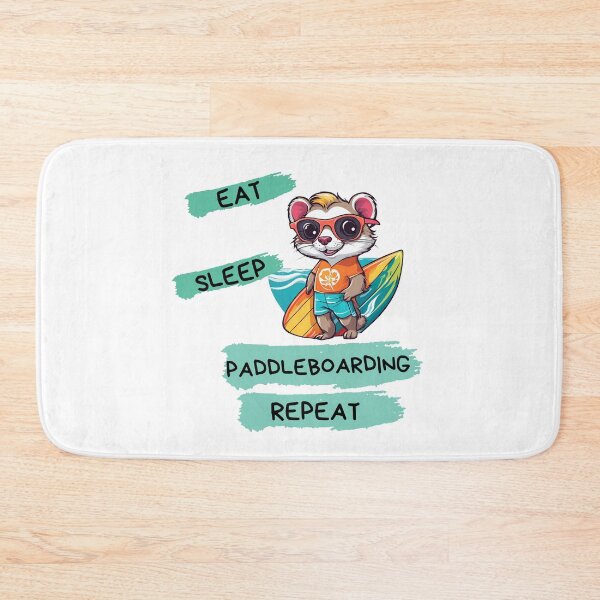 Item preview, Cute and fun cycle of life design with surfer ferret: "eat, sleep, Paddleboarding, repeat" designed and sold by StyleFused.