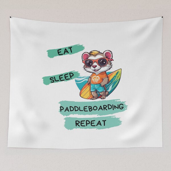 Item preview, Cute and fun cycle of life design with surfer ferret: "eat, sleep, Paddleboarding, repeat" designed and sold by StyleFused.