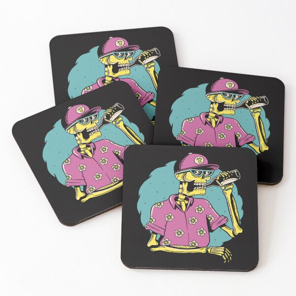 Item preview, Cool Skeleton Drinking Illustration Summer Vibes designed and sold by DrawHandArt.