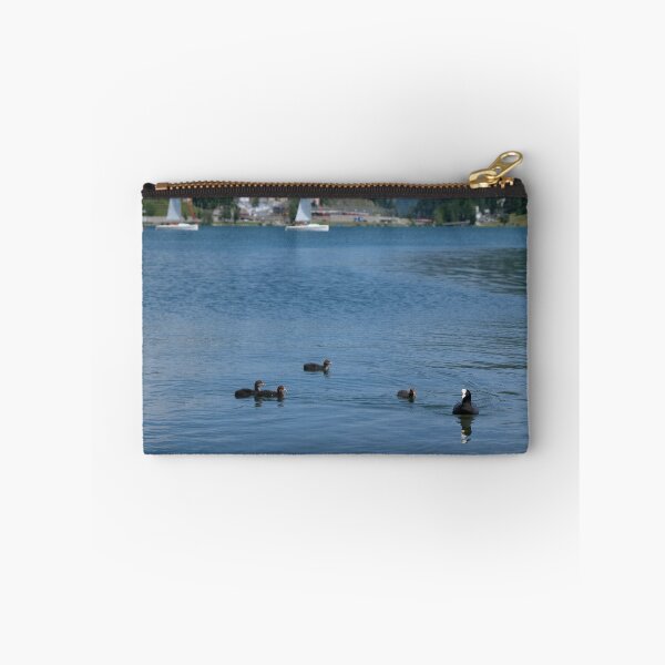 Item preview, Mother duck and ducklings swimming on St. Moritz lake designed and sold by svanaerschot.