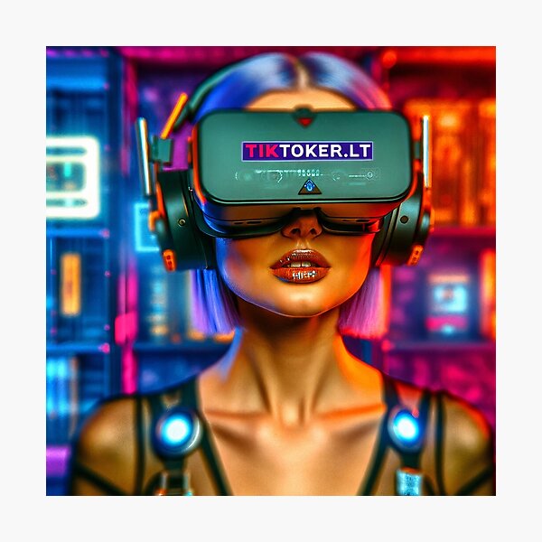 Girl with virtual reality glasses Photographic Print