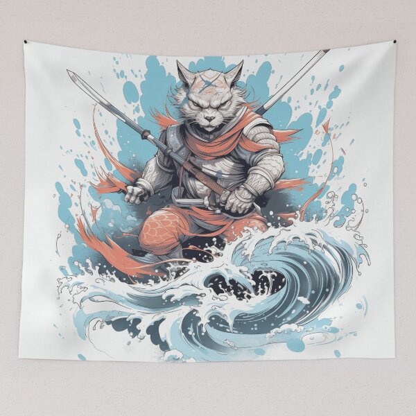 Item preview, Tidal Warrior: The Feline Samurai designed and sold by landletsy.