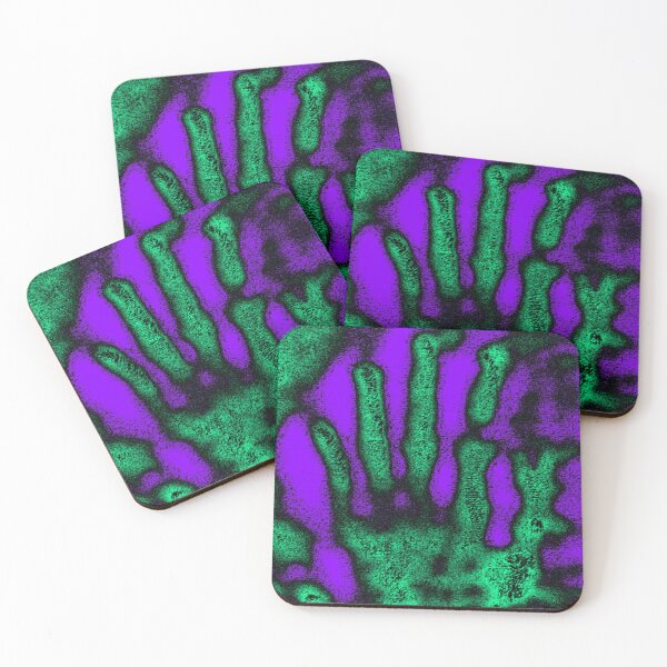 Item preview, Abstract Green Handprint on Purple Background designed and sold by SXW Designs.