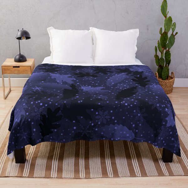 Item preview, Moody Swirling Leaves in Snow at Night Dark Periwinkle Blue designed and sold by Art in My Loft.