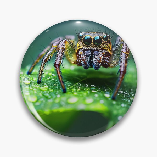Item preview, Colorful spider on leaf with water drops - Nature macro photo designed and sold by TheArtistOf2022.