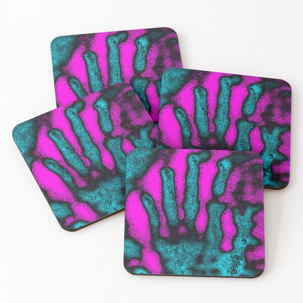 Item preview, Abstract Teal Handprint on Pink Background designed and sold by SXW Designs.