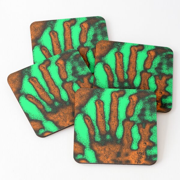 Item preview, Abstract Orange Handprint on Green Background designed and sold by SXW Designs.