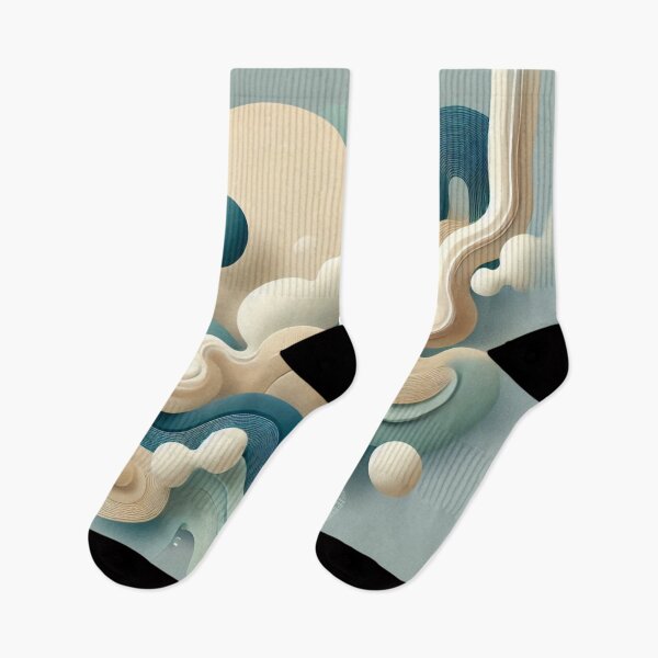 Item preview, Zen abstract blue-cream-white river designed and sold by ValerieStOnge.